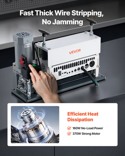 Electric Wire Stripper Machine, 0.06-1.57 in, 11 Channel Automatic Copper Cable Stripper, 370W Wire Stripper Tool with Manual Hand Crank Mode, Emergency Stop Button, for Scrap Copper Recycling