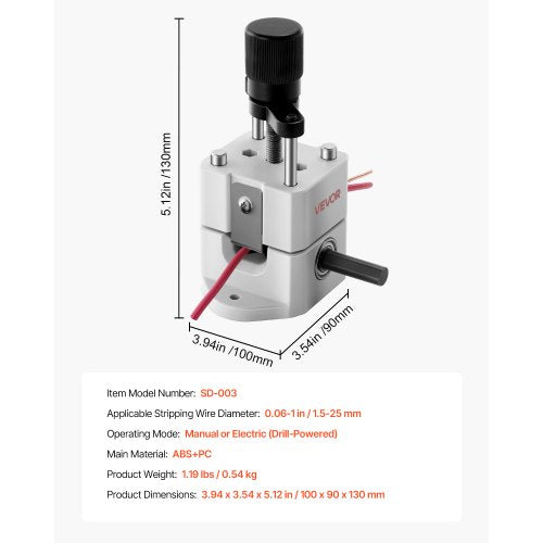 Manuelle Kabelabisoliermaschine, 0,06-1 Zoll, hand- oder bohrbetrieben | EU