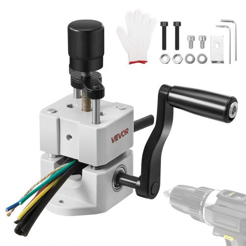 Manual Wire Stripping Machine, 0.06-1 in, Portable Copper Stripper with Hand Crank or Drill Powered, 64Mn Quenched Blades, 45# Steel Rollers, ABS & PC Wire Peeler, for Scrap Copper Recycling