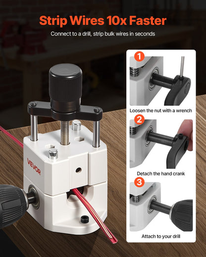 Manual Wire Stripping Machine, 0.06-1 in, Portable Copper Stripper with Hand Crank or Drill Powered, 64Mn Quenched Blades, 45# Steel Rollers, ABS & PC Wire Peeler, for Scrap Copper Recycling