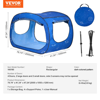 Bed Tent, Pongee Fabric, 2 Doors Breathable Dream Tent with 0.33 in Fiber Poles on Bed Privacy, Full Size Block out Light Sleeping Bed Canopy, Fit for Kids Playhouse and Adults Sleeping Tent