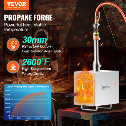 Portable Propane Forge 1 brännare hovslagare Forge 2600℉ kniv metall fyrkantig