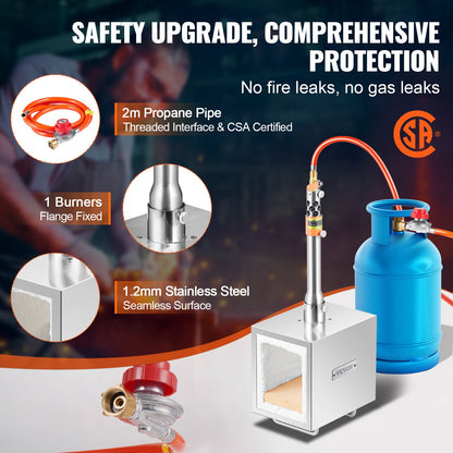 Portable Propane Forge 1 brännare hovslagare Forge 2600℉ kniv metall fyrkantig
