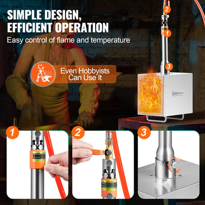 Portable Propane Forge 1 brännare hovslagare Forge 2600℉ kniv metall fyrkantig