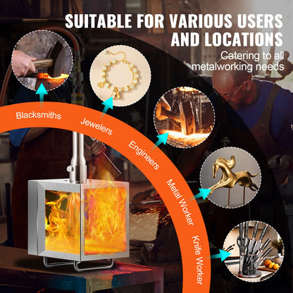 Portable Propane Forge 1 brännare hovslagare Forge 2600℉ kniv metall fyrkantig