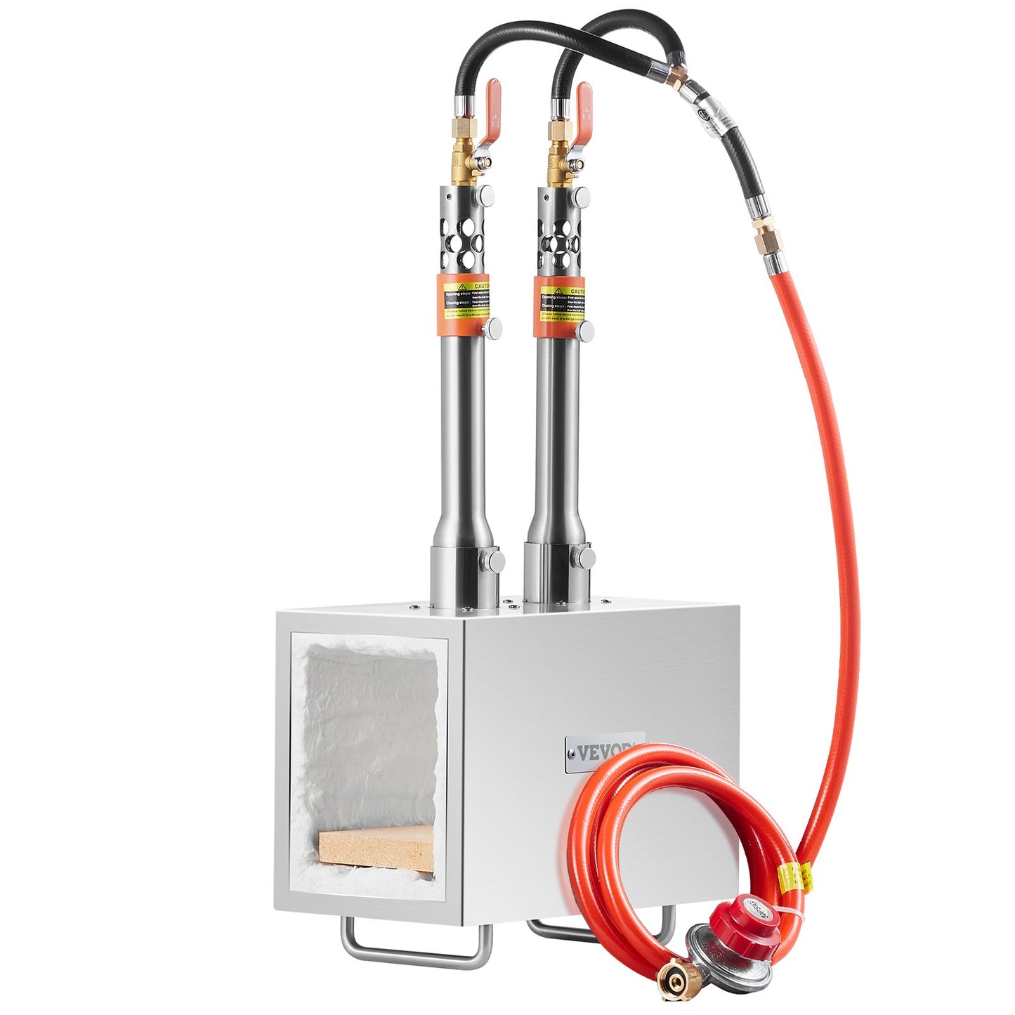 Tragbare Propan-Schmiede, 2 Brenner, Hufschmied-Schmiede, 2600℉, Messer, Metall, quadratisch