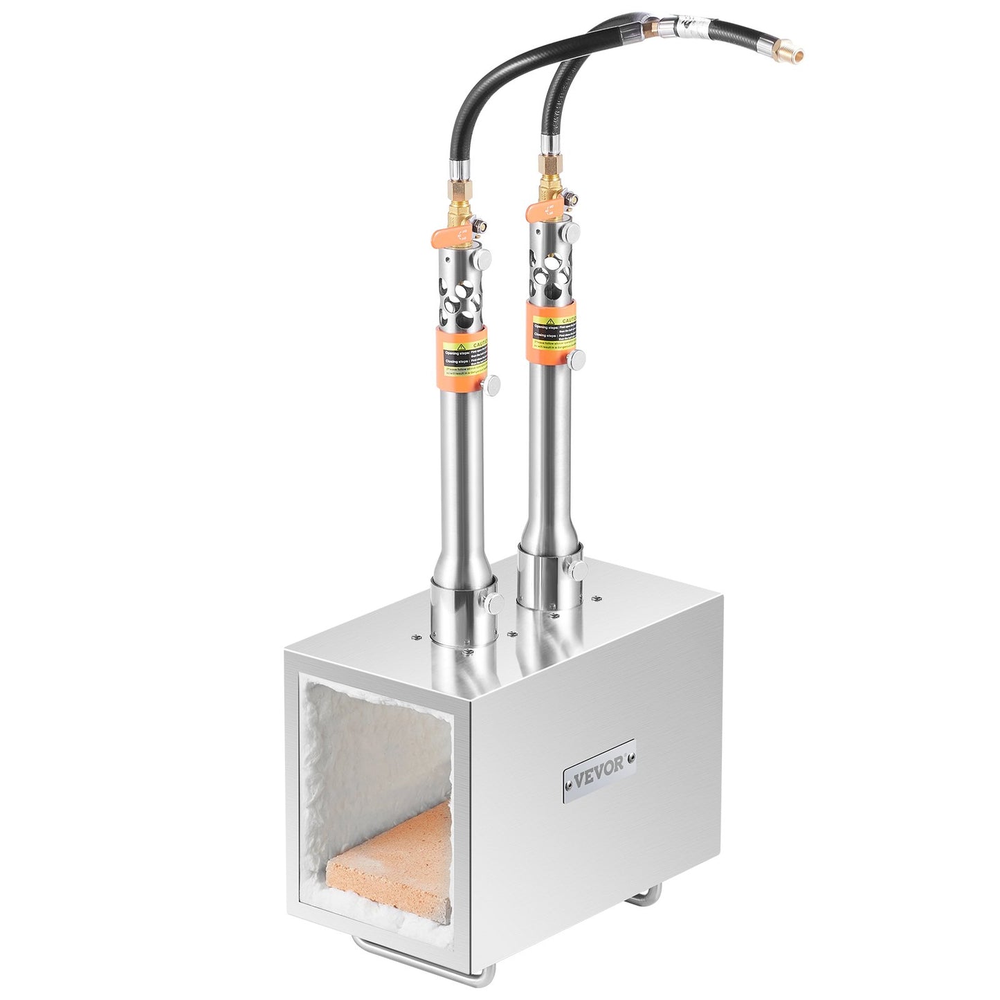 Portable Propane Forge, 2 Burner Farrier Forge, 2600℉ Tool and Knife Making Blacksmithing Gas Forge, Large Capacity Square Stainless Steel Gas Forging Tools and Equipment for Metal Forging