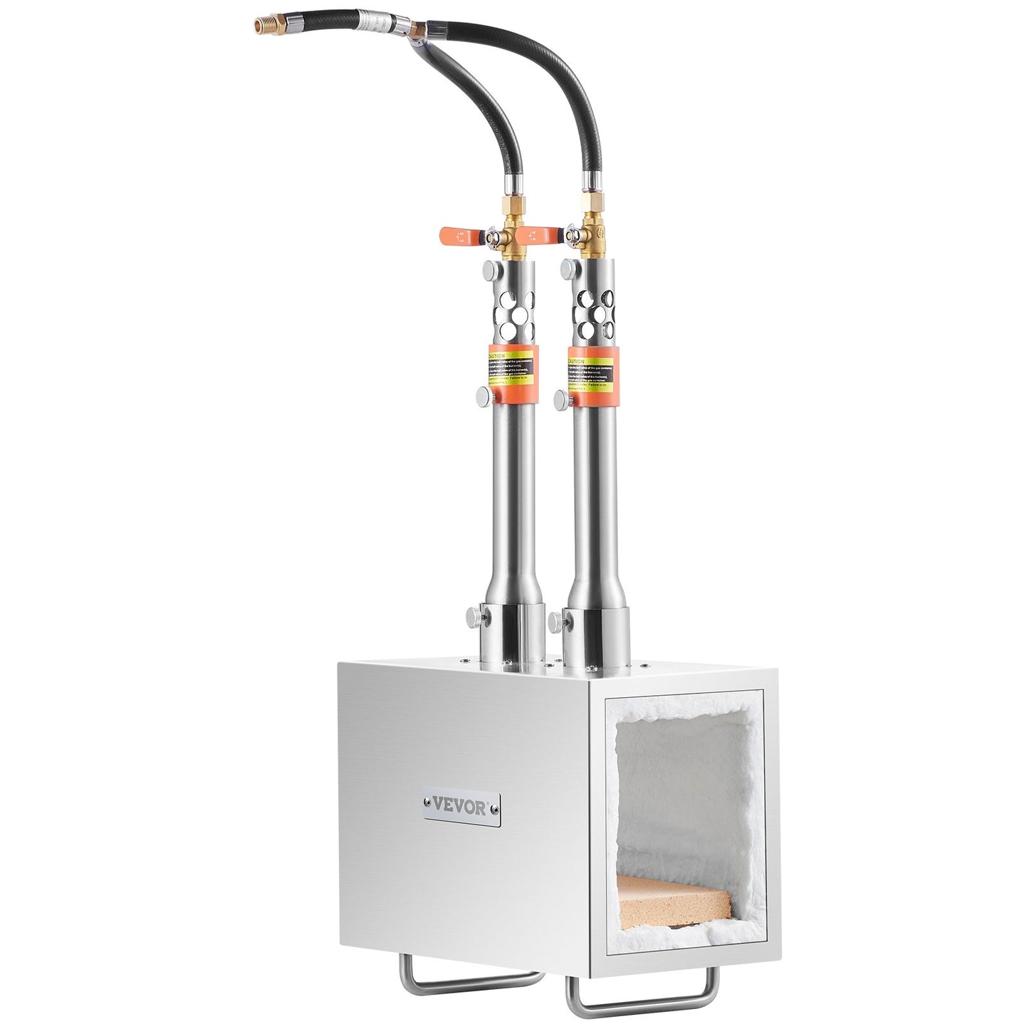 Portable Propane Forge, 2 Burner Farrier Forge, 2600℉ Tool and Knife Making Blacksmithing Gas Forge, Large Capacity Square Stainless Steel Gas Forging Tools and Equipment for Metal Forging