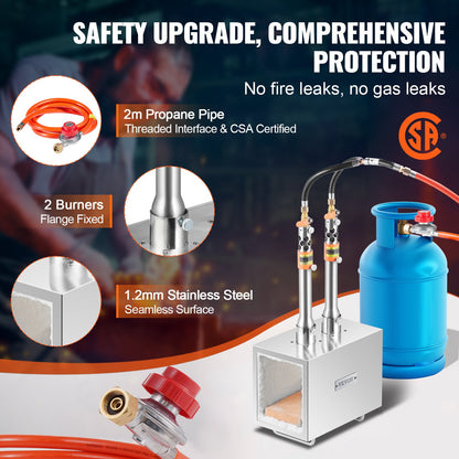 Portable Propane Forge 2 Brännare hovslagare Forge 2600℉ Kniv Metall Fyrkant