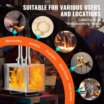 Portable Propane Forge 2 Brännare hovslagare Forge 2600℉ Kniv Metall Fyrkant