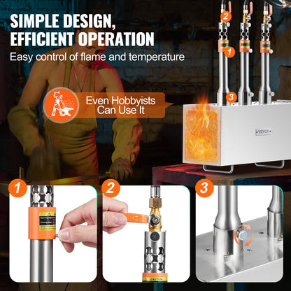 Portable Propane Forge 3 Brännare hovslagare Forge 2600℉ Kniv Metall Fyrkant