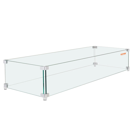 Fire Pit Wind Guard Tempered Glass Flame Guard 38x10.5x6 Inch Wind Guard