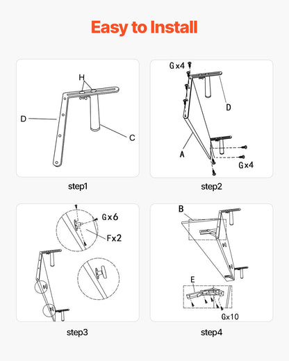 Balcony Hanging Table, 12 x 32 in Folding Balcony Railing Table, Outdoor Balcony Bar Table for Railings, 50 lbs Loading, Fit Railing from 1" to 4.3", Serving Table for Patio & Deck