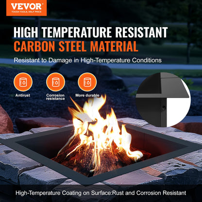 Fire Pit Ring Square 42x42 in Outer Steel Lining DIY Campfire Ring Firepit