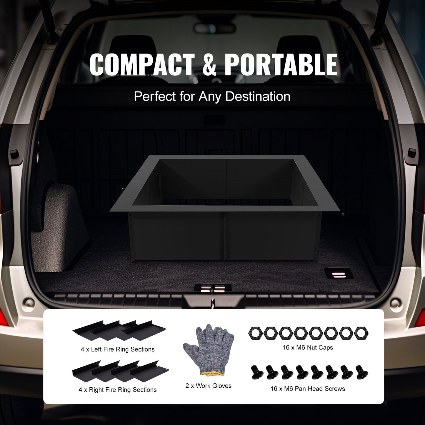 Fire Pit Ring Square 42x42 in Outer Steel Lining DIY Campfire Ring Firepit