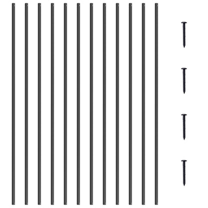 Staircase Metal Balusters, 44'' x 0,5'' Fyrkantiga aluminiumlegering dekorativa räckespindlar, 31-pack Däck Baluster med skruvar, Klassiskt ihåligt rakt däcksräcke Satin Black Pulverlackerad