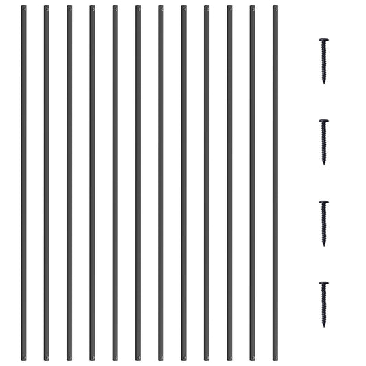 Staircase Metal Balusters, 44'' x 0,5'' Fyrkantiga aluminiumlegering dekorativa räckespindlar, 31-pack Däck Baluster med skruvar, Klassiskt ihåligt rakt däcksräcke Satin Black Pulverlackerad