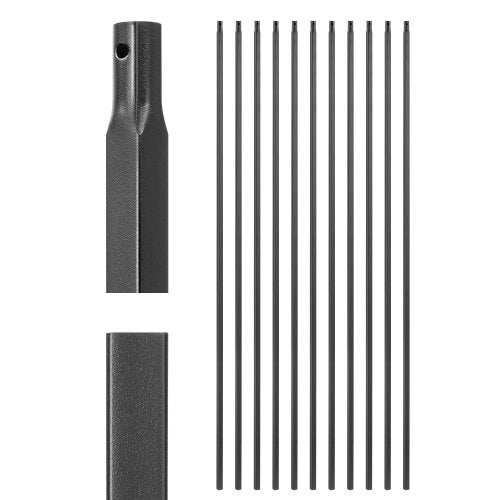 Staircase Balusters 11 Pack, 44 Inch Durable Carbon Steel Stair Balusters, 0.5 Inch Indoor Square Metal Spindle Railing, Corrosion-Proof Hollow Deck Railing with Pre-Drilled Holes, Matte Black