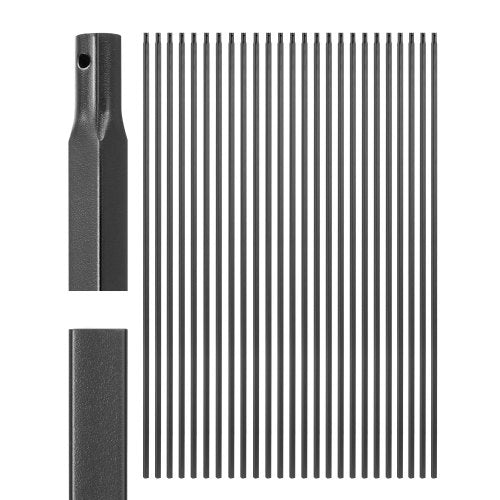 Staircase Balusters 31 Pack, 44 Inch Durable Carbon Steel Stair Balusters, 0.5 Inch Indoor Square Metal Spindle Railing, Corrosion-Proof Hollow Deck Railing with Pre-Drilled Holes, Matte Black