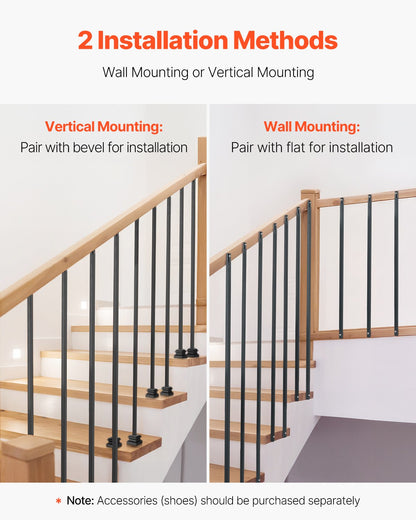 Staircase Balusters 31 Pack, 44 Inch Durable Carbon Steel Stair Balusters, 0.5 Inch Indoor Square Metal Spindle Railing, Corrosion-Proof Hollow Deck Railing with Pre-Drilled Holes, Matte Black
