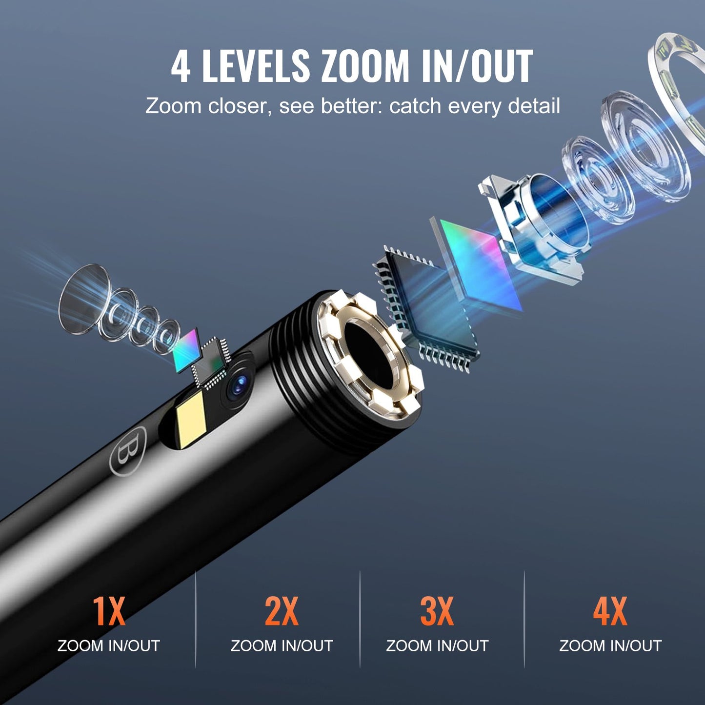 Endoscope Camera with Light Dual Lens Borescope 49.2FT Cable 4.3" Screen