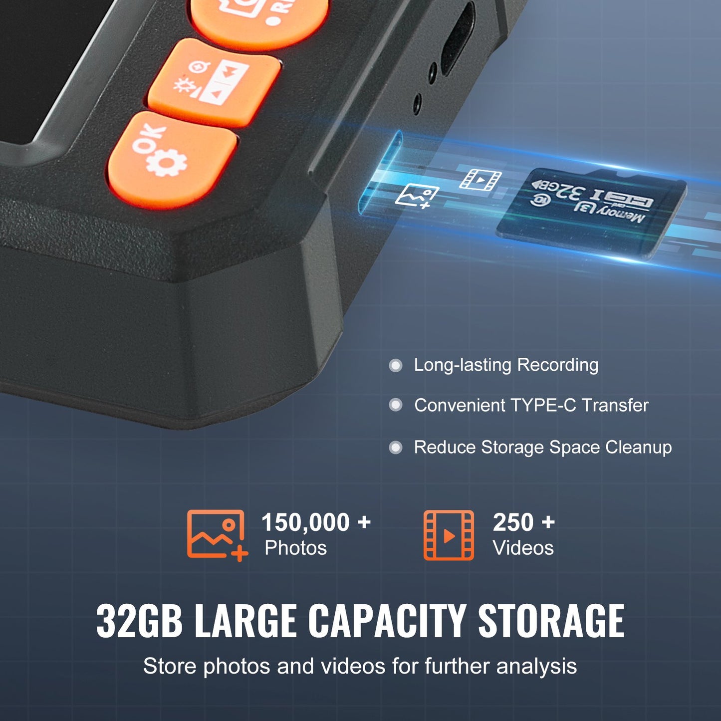 Endoscope Camera with Light Dual Lens Borescope 49.2FT Cable 4.3" Screen