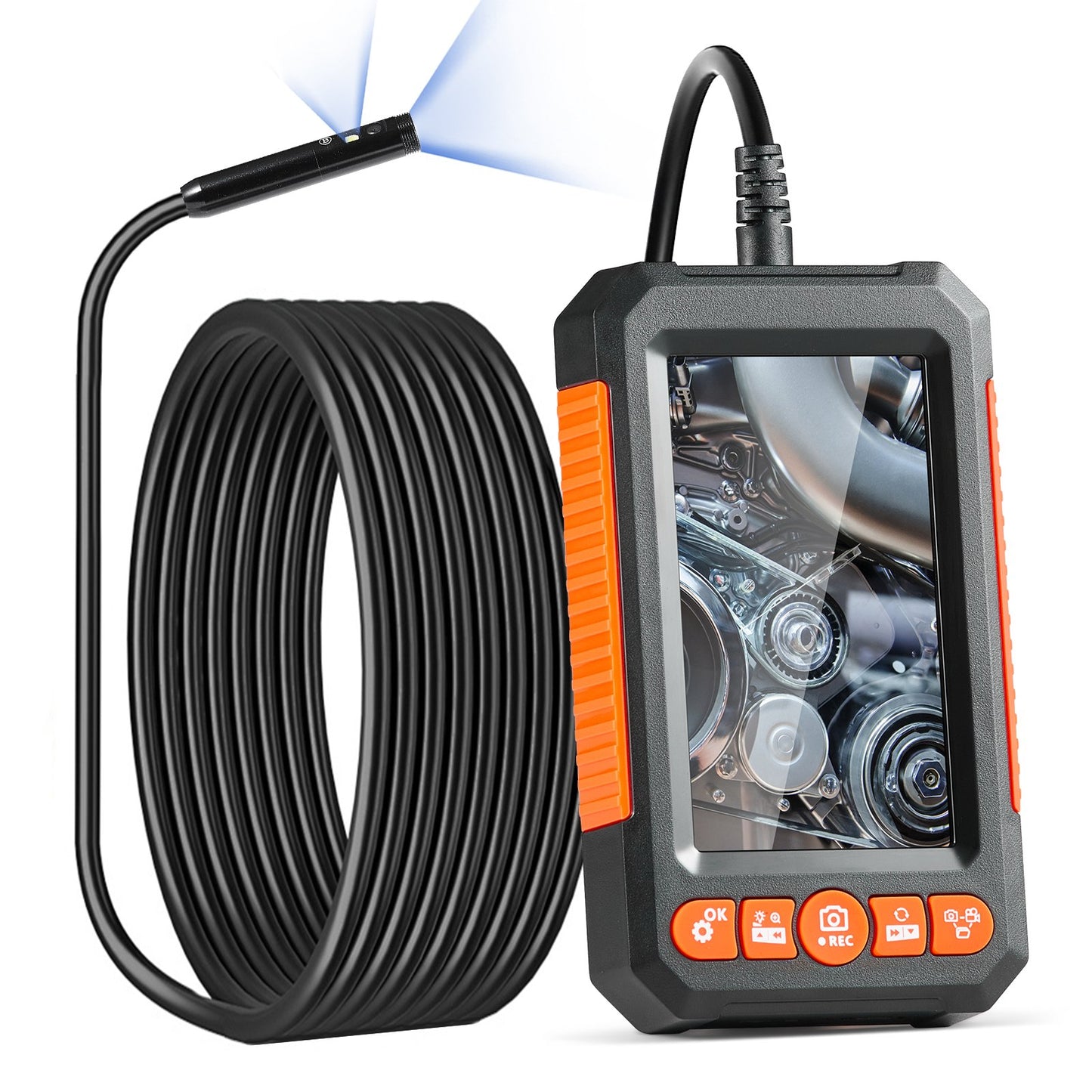 Endoscope Camera with Light Dual Lens Borescope 16.4FT Cable 4.3" Screen