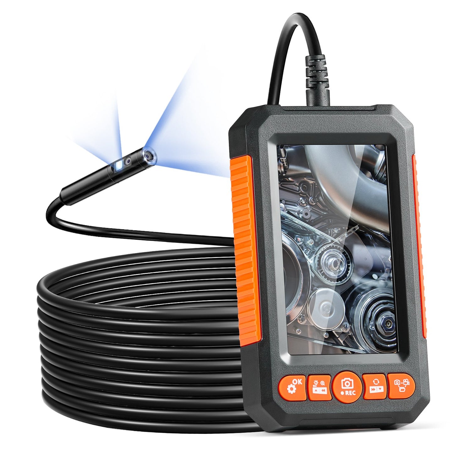 Endoscope Camera with Light Dual Lens Borescope 16.4FT Cable 4.3" Screen