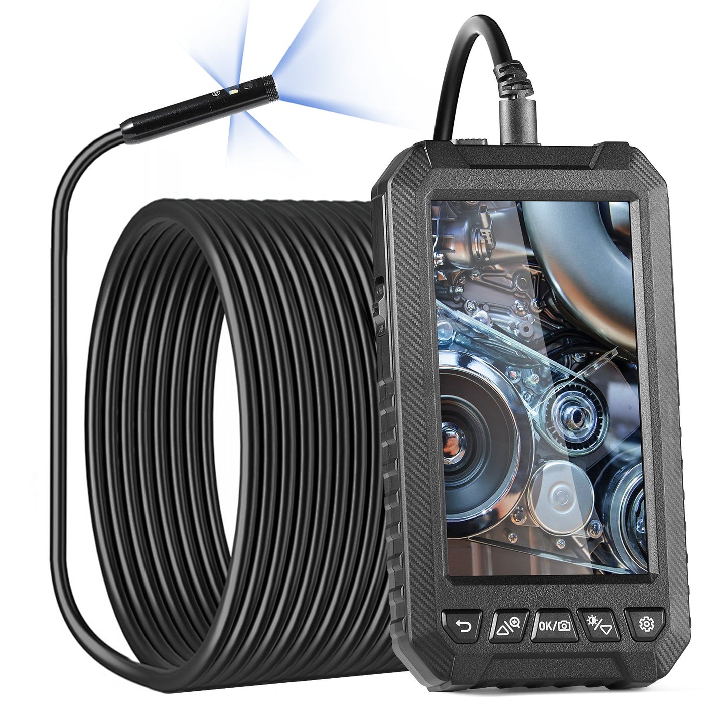 Endoscope camera with lights Trippellins borescope 49.2FT cable 5" screen