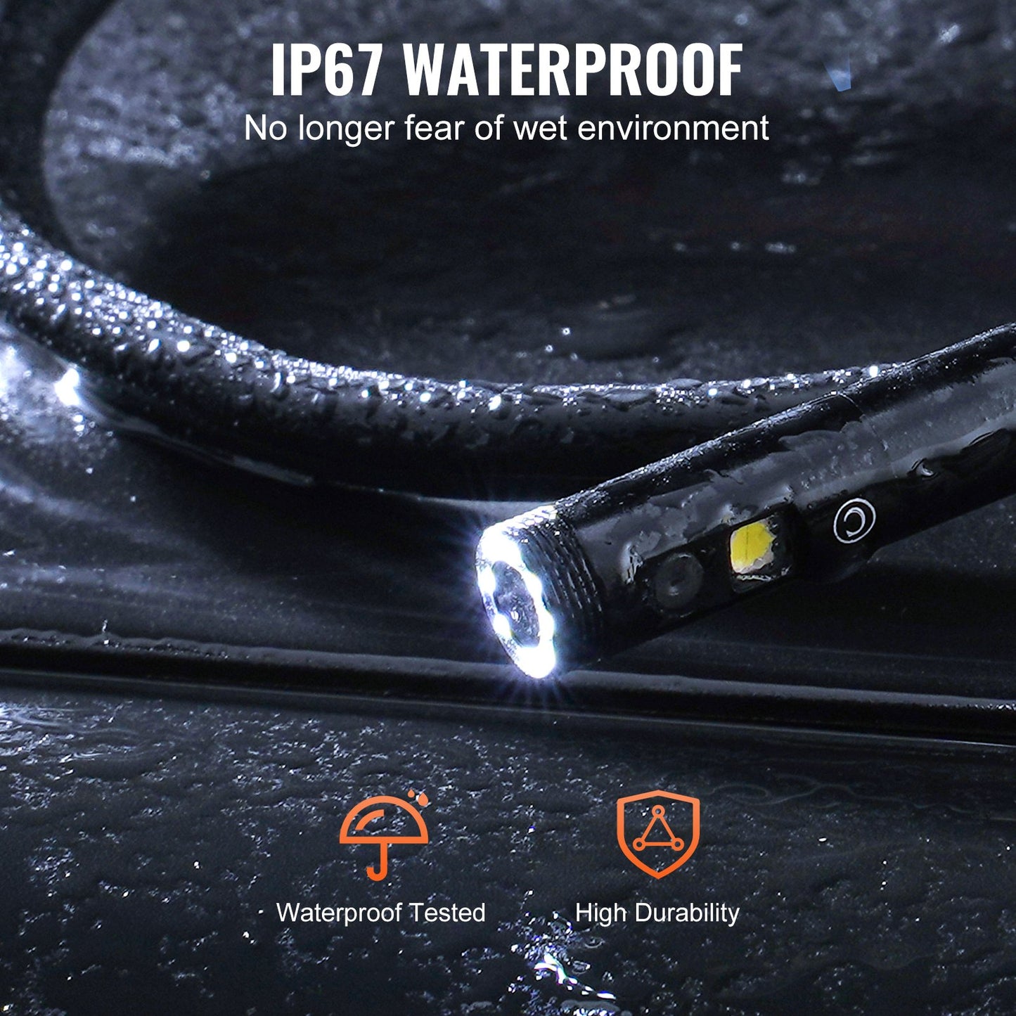 Endoscope camera with lights Trippellins borescope 16.4FT cable 5" screen