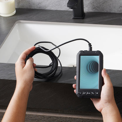 Endoscope Camera with Light, Triple Lens Industrial Borescope, 5" Screen 1080P Inspection Camera, 8 + 2 Lights, IP67 Waterproof Snake Camera for Automotive, Plumbing (16.4FT Cable, 32GB Card)