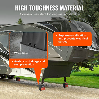 Anhänger-Wagenheberblock, 6000 lbs Kapazität pro Wohnmobil-Nivellierblock, hochwertige Stabilisierungsblöcke aus Polypropylen für Wohnmobile, Wohnmobil-Reisezubehör für alle Hochleistungswagenheber, Pfosten, Füße, Sattelkupplungen, 4er-Pack