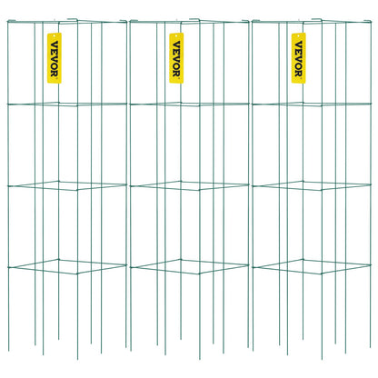 Tomatburar, 14,6\" x 14,6\" x 39,4\", 3-pack Tomatburar för trädgård, fyrkantiga växtstödburar Kraftiga, gröna PVC-belagda ståltomattorn för klättring i grönsaker, växter, blommor, frukt