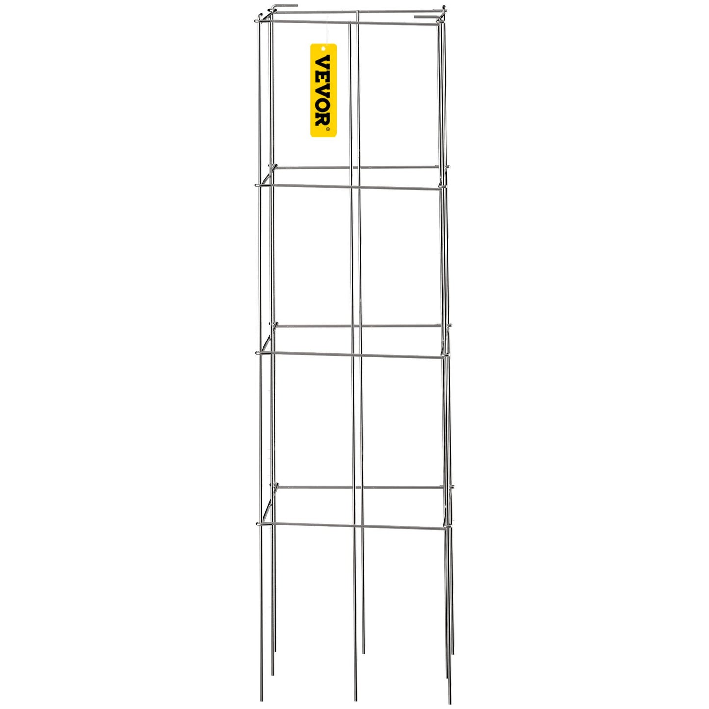 Tomatburar, 11,8\" x 11,8\" x 46,1\", 5-pack fyrkantiga växtstödburar, silver PVC-belagda ståltomattorn för klättring i grönsaker, växter, blommor, frukter