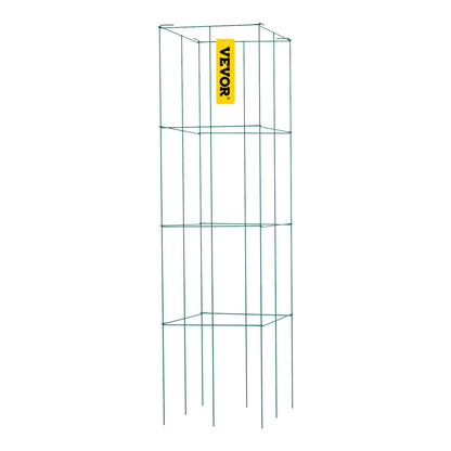 Tomatburar, 11,8" x 11,8" x 46,1", 10-pack fyrkantiga växtstödburar, gröna PVC-belagda tomattorn i stål för klättring i grönsaker, växter, blommor, frukter