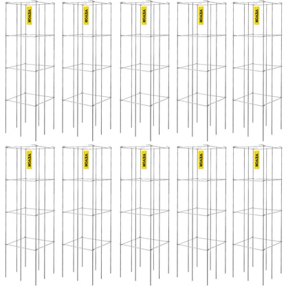 Tomatburar, 11,8" x 11,8" x 46,1", 10-pack fyrkantiga växtstödburar, silver PVC-belagda ståltomattorn för klättring i grönsaker, växter, blommor, frukter