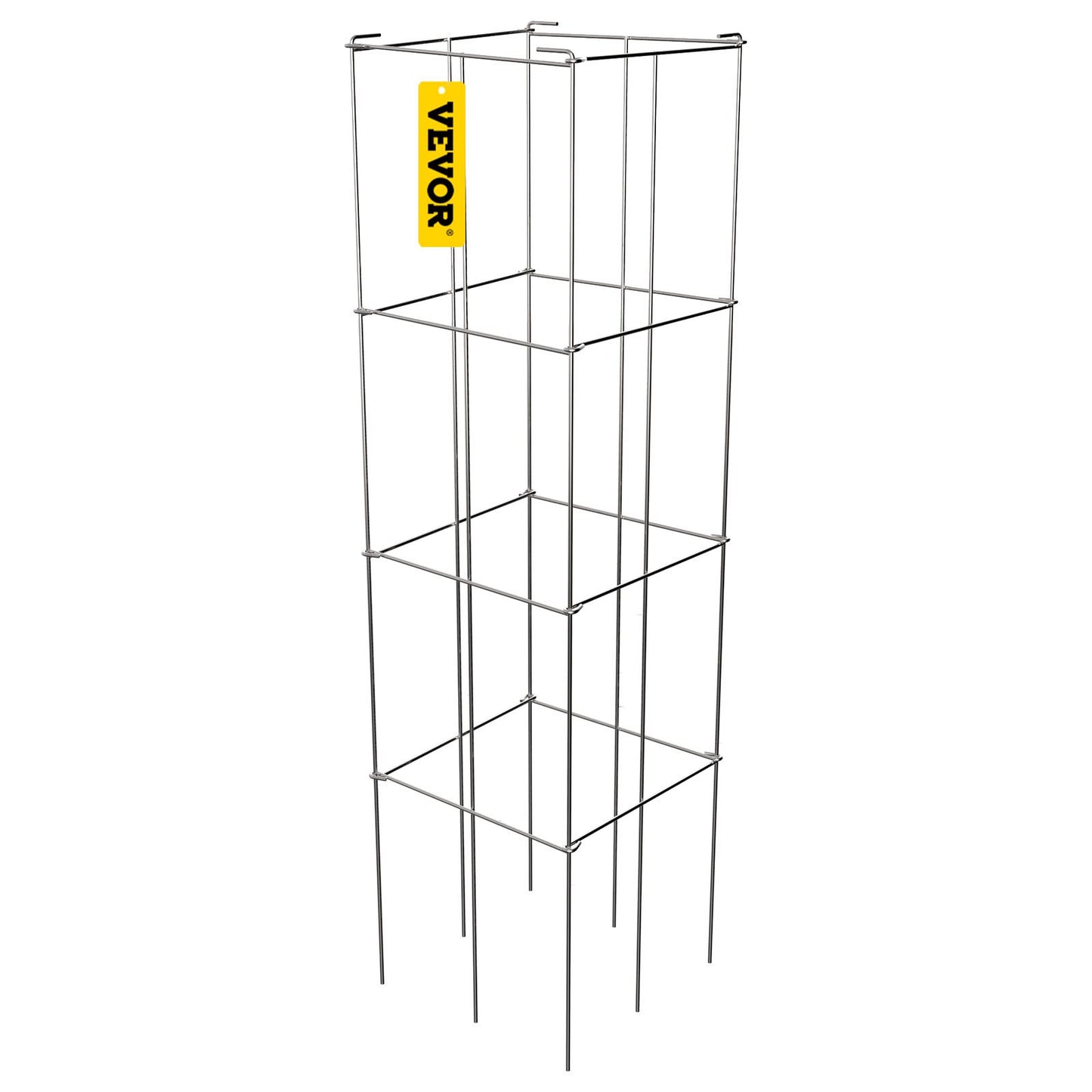 Tomatburar, 11,8" x 11,8" x 46,1", 10-pack fyrkantiga växtstödburar, silver PVC-belagda ståltomattorn för klättring i grönsaker, växter, blommor, frukter