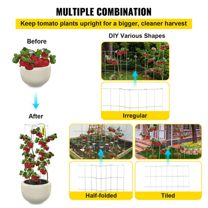 Tomato Cages, 11.8\" x 11.8\" x 46.1\", 10 Packs Square Plant Support Cages, Silver PVC-Coated Steel Tomato Towers for Climbing Vegetables, Plants, Flowers, Fruits