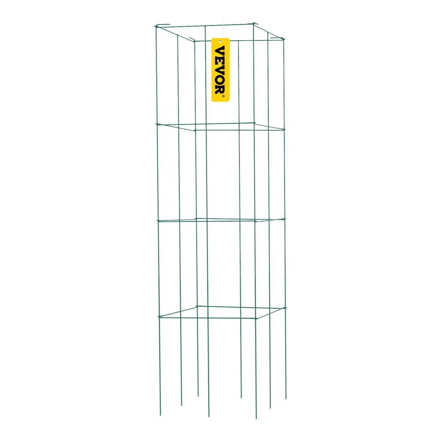 Tomatburar, 11,8" x 11,8" x 46,1", 5-pack fyrkantiga växtstödburar, gröna PVC-belagda tomattorn i stål för klättring i grönsaker, växter, blommor, frukter