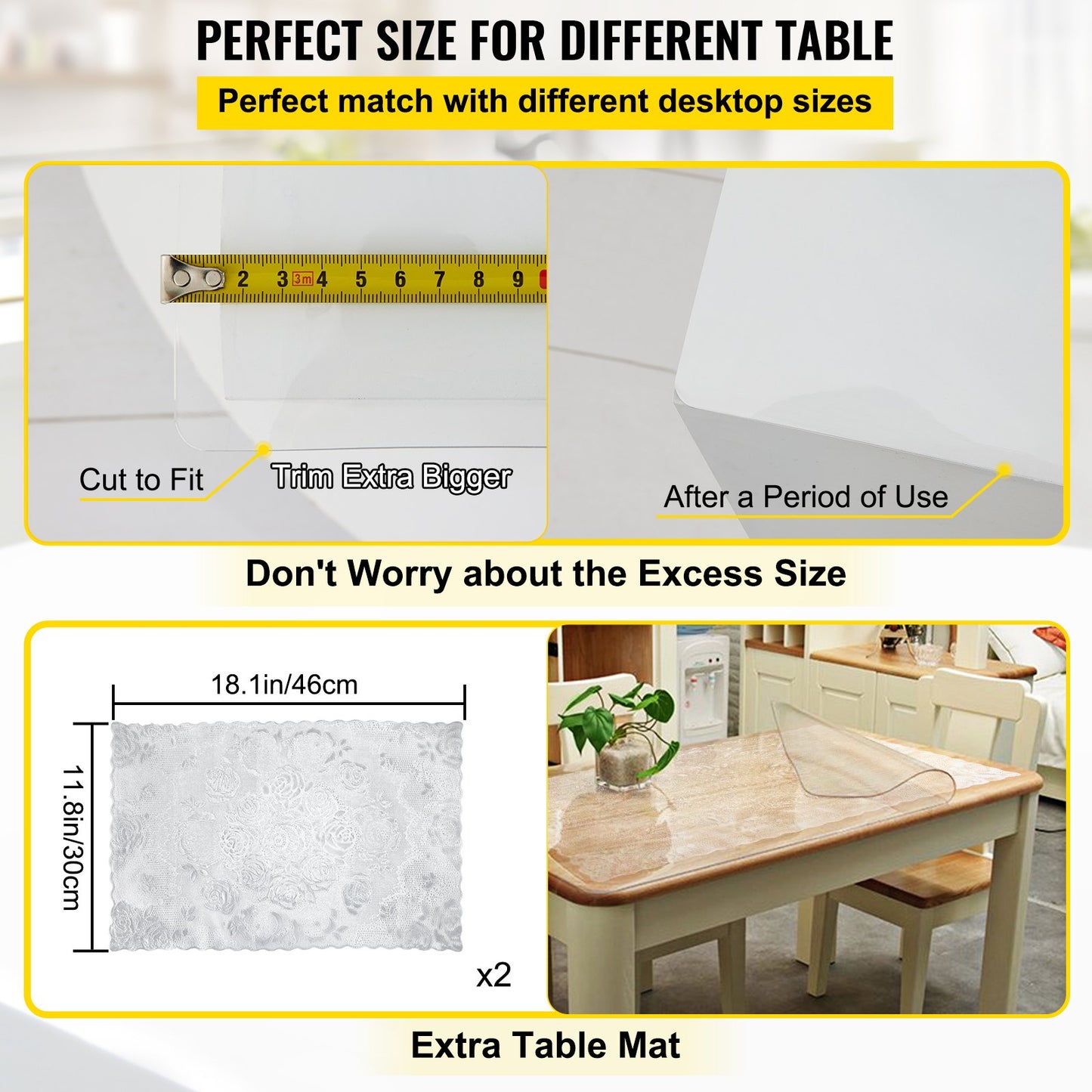 Plastic Table Cover 40 x 80 Inch, 1.5 mm Thick Clear Table Protector, Rectangle Clear Desk Mat, Waterproof & Easy Cleaning for Office Dresser Night Stand
