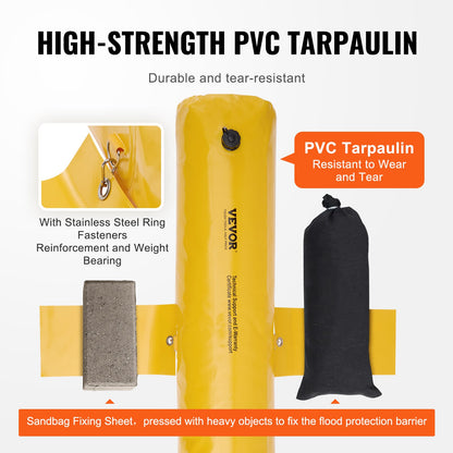 Hochwasserbarrieren, Sandsack-Alternativen, Hochwassersäcke, 4er-Pack, Hochwasserbarriere für Zuhause, Wasserbarrieren für Überschwemmungen, Türöffnungen, Auffahrten (4 Fuß x 6 Zoll)