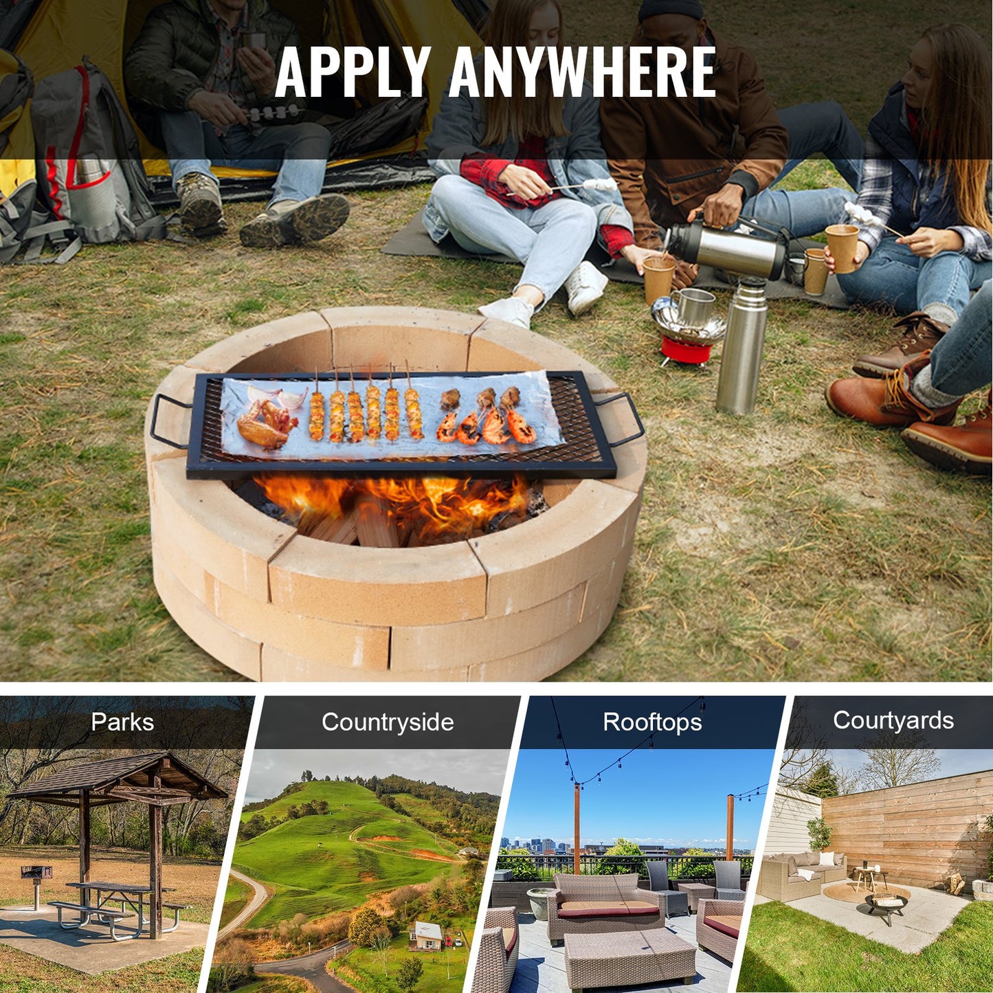 32" rektangulär matlagningsgaller Eldstad Grillgaller X-Marks Heavy-Duty Steel