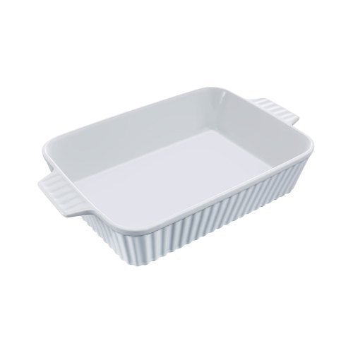 Ceramic Baking Dish, Large 9" x 13" Pan, Rectangular Bakeware with Double Handles, Oven Secure, Lasagna Pan, Casserole Dish Deep for Baking and Serving, Thanksgiving & Christmas Present, White