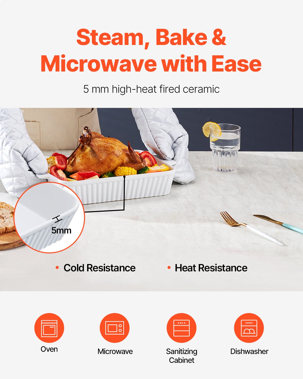 Keramisk bakform Rektangulär gryta Djup för bakning och servering