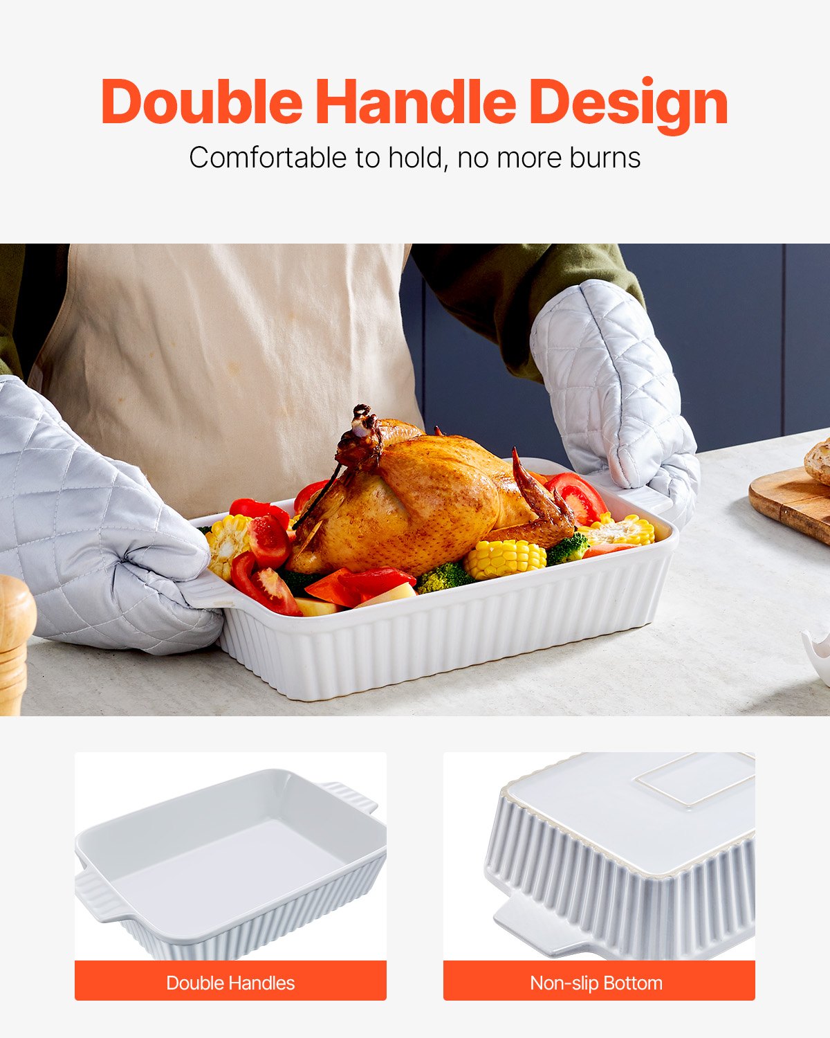 Keramisk bakform Rektangulär gryta Djup för bakning och servering