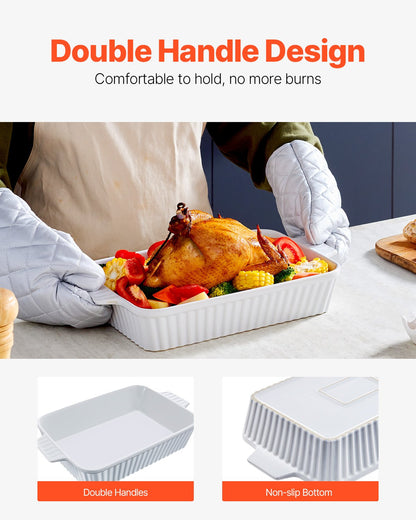 Keramisk bakform Rektangulär gryta Djup för bakning och servering