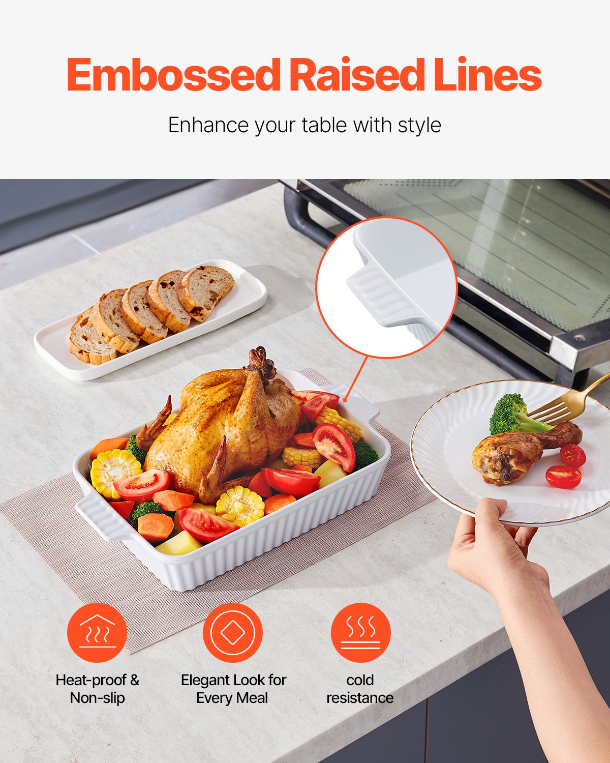 Keramisk bakform Rektangulär gryta Djup för bakning och servering