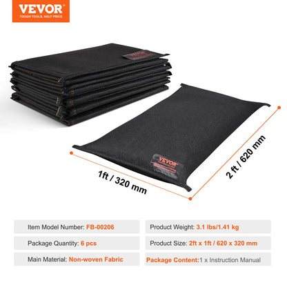 Flood Barriers, Water Flood Dam Bags 6 Pack, Water Barriers for Flooding, Water Activated Flood Barriers for Home, Doorway, Driveway(2FT x 1in)