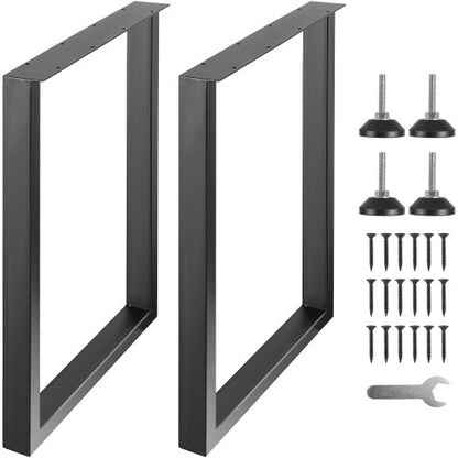 28 Inch Adjustable Furniture Legs, Square Reinforced Steel Office Table legs Set of 2 for DIY, Max Load 1000 lbs Heavy Duty Desk Legs, Quick Instalation & Rich Accessories Legs Black