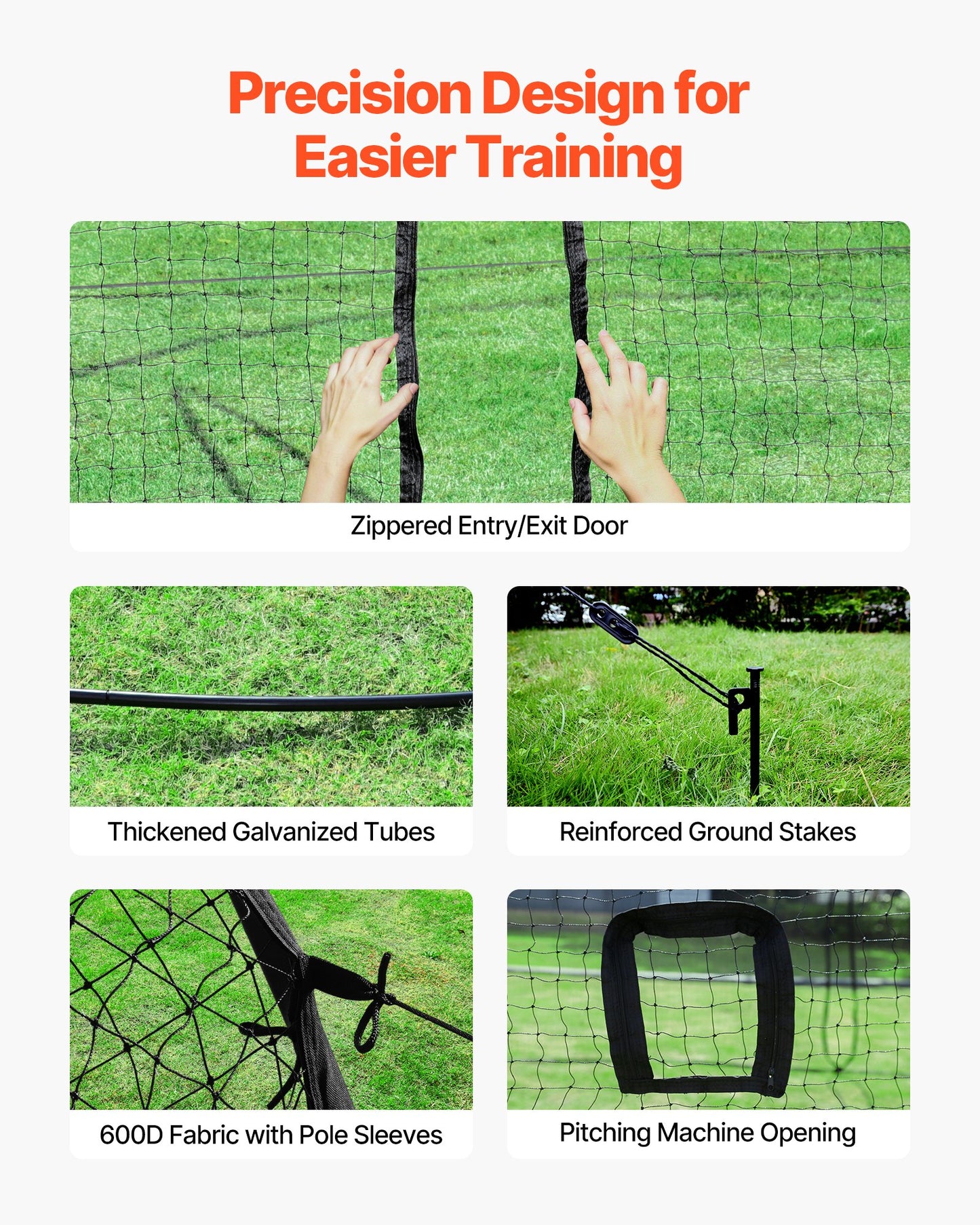 Baseball Batting Cage, 19.9 x 12.0 x 8.2 FT Freestanding Portable Batting Cage, Hitting Cages with 30-Ply Knotted HDPE & Pitching Machine Opening, Battings Cages Netting for Indoor Outdoor